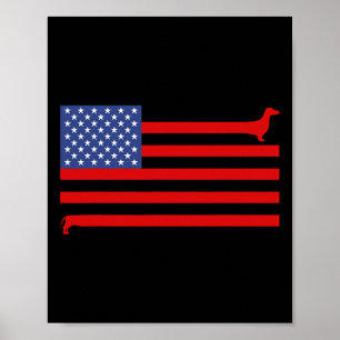 Funny Dachshund Usa Flag 4th Of July Patriotic Dox Poster