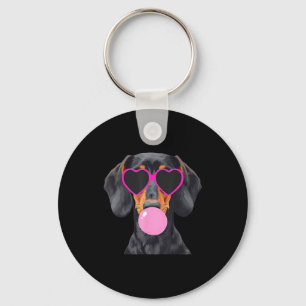 Funny Dachshund Wearing Gles And Blowing Nk Bubble Key Ring