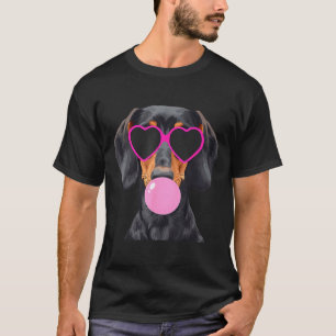 Funny Dachshund Wearing Gles And Blowing Nk Bubble T-Shirt