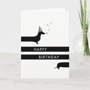 Funny Dachshund with party hat Happy Birthday Card