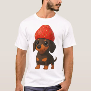 Funny dachshund with strawberries and hat fruity T-Shirt