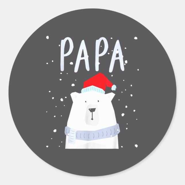 Funny Dad Bear Christmas Saint Hat Couples Family  Classic Round Sticker (Front)