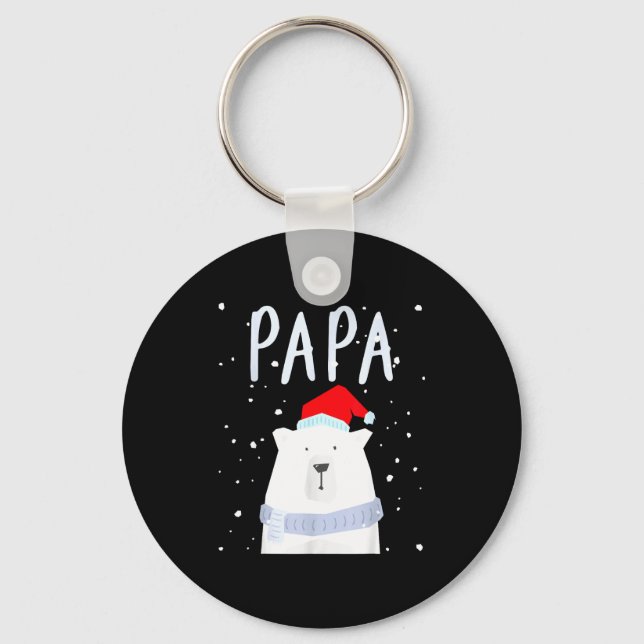 Funny Dad Bear Christmas Saint Hat Couples Family  Key Ring (Front)