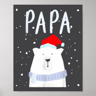 Funny Dad Bear Christmas Saint Hat Couples Family Poster