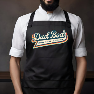 Funny Dad Bod Father Figure Retro Typography Apron