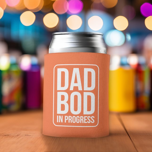 Funny Dad Bod in Progress Humour Fathers Day Can Cooler (Funny Can Cooler - Dad Bod in Progress - Father's Day Gift or a New Dad Favor)