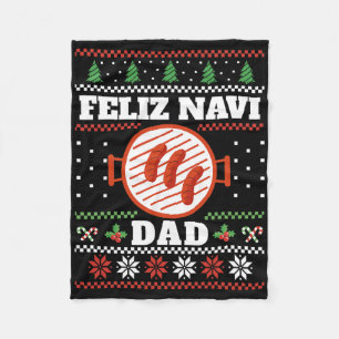 Funny Dad Christmas Bbq Feliz Navi Dad Uggly Fleece Blanket