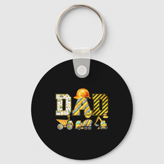Funny Dad Construction Excavator Kids Matching Fam Key Ring (Front)
