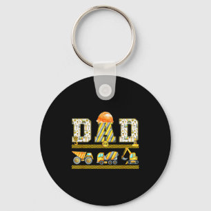 Funny Dad Construction Excavator Kids Matching Fam Key Ring