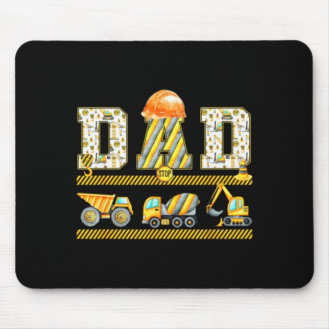 Funny Dad Construction Excavator Kids Matching Fam Mouse Pad (Front)