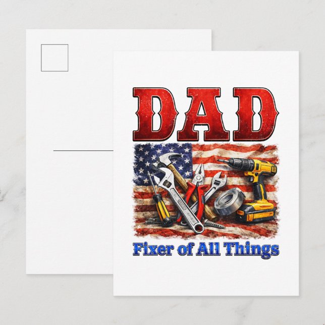 Funny Dad Fixer Of All Things Announcement Postcard (Front/Back)