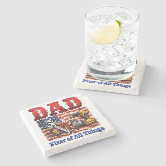 Funny Dad Fixer Of All Things Stone Coaster (Side)
