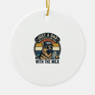 Funny Dad German Shepherd Milk Retro Shirt Design_ Ceramic Ornament