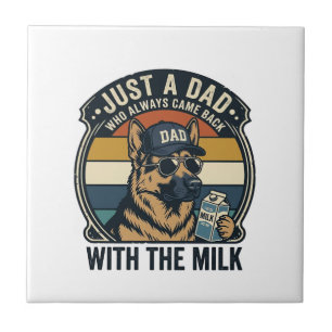 Funny Dad German Shepherd Milk Retro Shirt Design_ Ceramic Tile