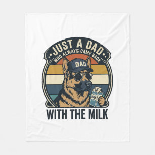 Funny Dad German Shepherd Milk Retro Shirt Design_ Fleece Blanket