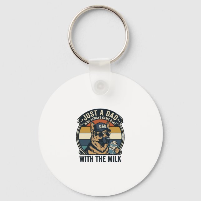 Funny Dad German Shepherd Milk Retro Shirt Design_ Key Ring (Front)