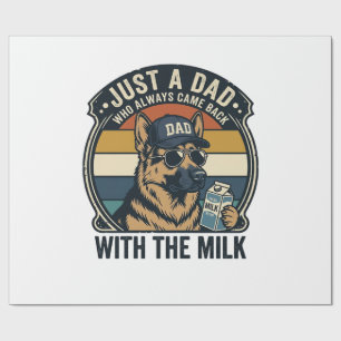 Funny Dad German Shepherd Milk Retro Shirt Design_ Wrapping Paper