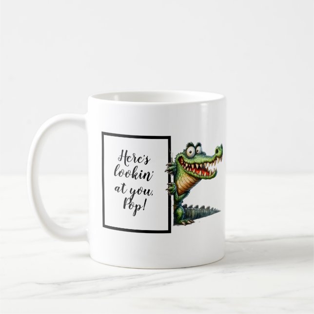 Funny dad gift with funny and quirky alligator  coffee mug (Left)