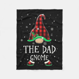 Funny Dad Gnome Buffalo Plaid Matching Christmas X Fleece Blanket