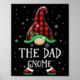 Funny Dad Gnome Buffalo Plaid Matching Christmas X Poster
