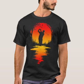 Funny Dad Golf Sunset Golfer Silhouette Golfing Gr T-Shirt