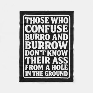 Funny Dad Joke Burro Burrow Pun From Hole In The G Fleece Blanket