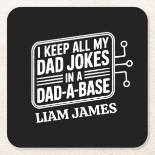 Funny Dad Jokes Fathers day gift for dad Square Paper Coaster