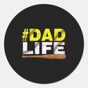 Funny dad life softball baseball daddy sports classic round sticker