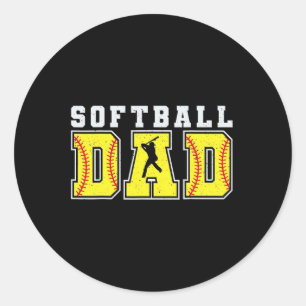 Funny Dad Life Softball Baseball Grandpa Father's Classic Round Sticker