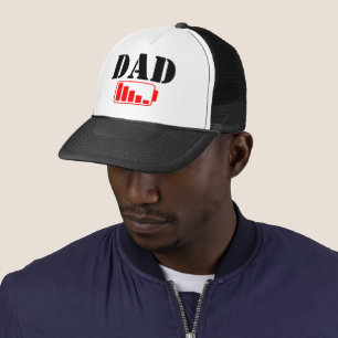 FUNNY DAD LOW BAT RED BATTERY DADDY GIFT TRUCKER HAT