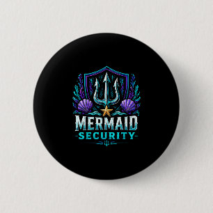 Funny dad mermaid security 6 cm round badge