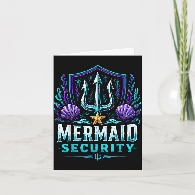 Funny dad mermaid security  card (Front)