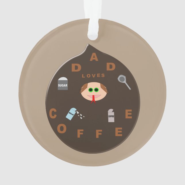 Funny Dad Monster Loves Coffee Acrylic Ornament (Back)