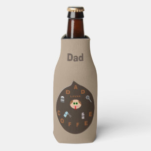 Funny Dad Monster Loves Coffee Bottle Cooler