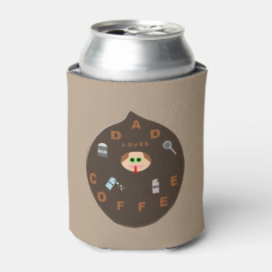Funny Dad Monster Loves coffee Can Cooler