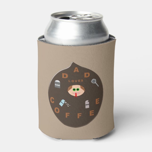 Funny Dad Monster Loves coffee Can Cooler (Can Front)