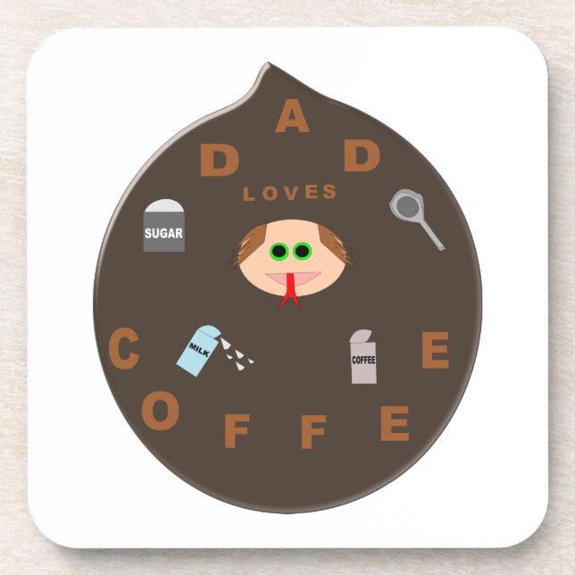 Funny Dad Monster Loves Coffee Coasters (Front)