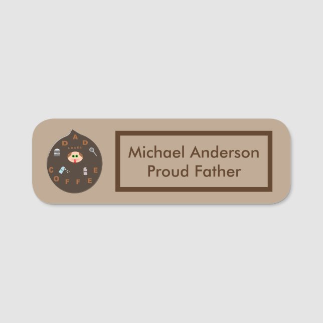 Funny Dad Monster Loves Coffee Csutom Name Tag (Front)