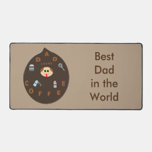 Funny Dad Monster Loves Coffee Custom Desk Mat