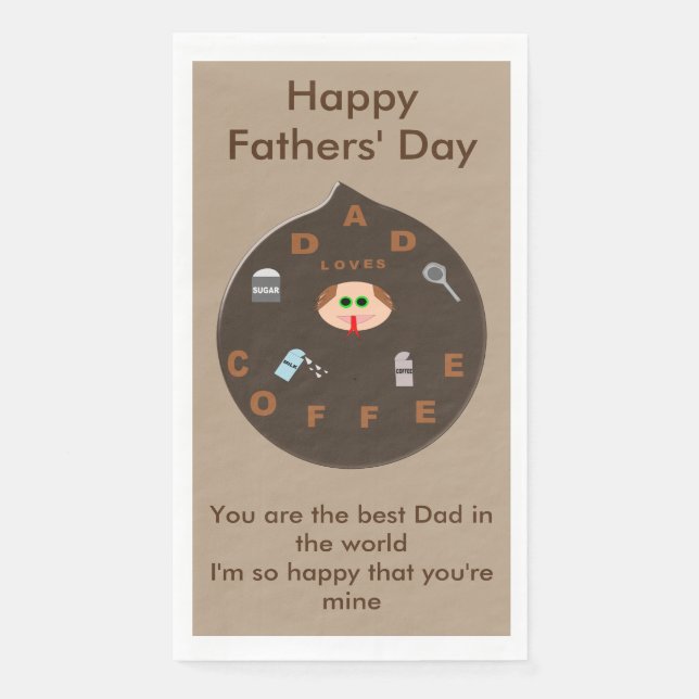 Funny Dad Monster Loves Coffee Custom Napkin (Front)
