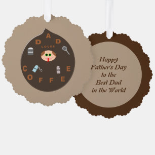 Funny Dad Monster Loves Coffee Custom Tree Decoration Card