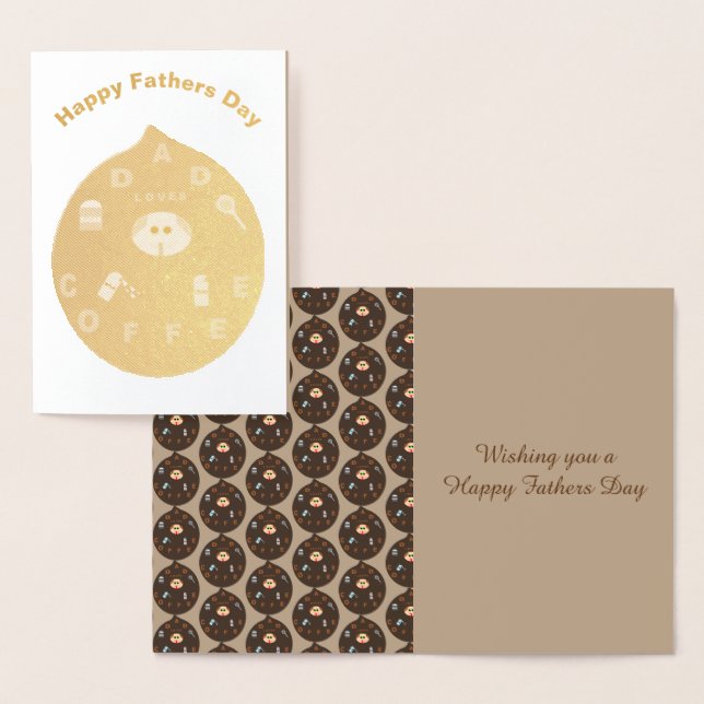 Funny Dad Monster Loves Coffee Foil Card (Display)