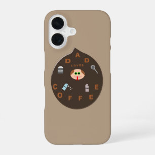 Funny Dad Monster Loves Coffee iPhone 16 Case