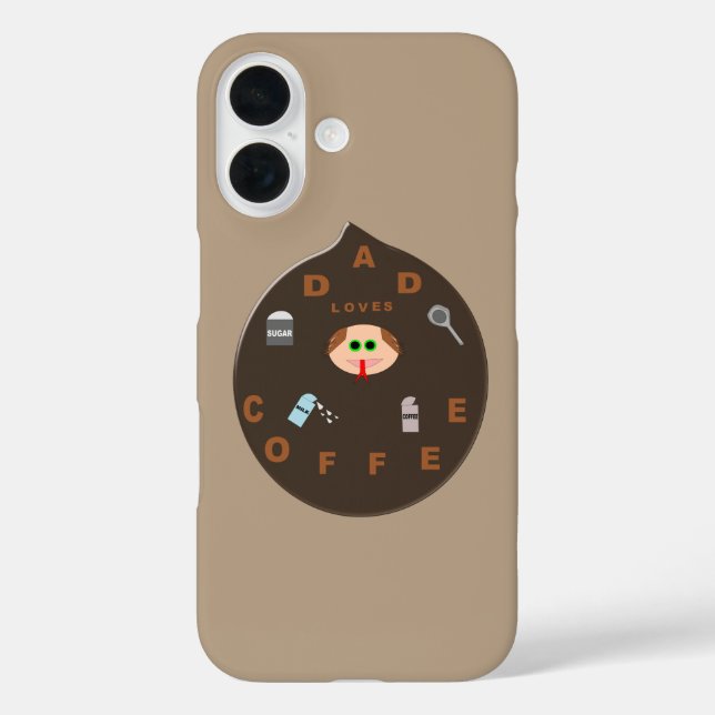 Funny Dad Monster Loves Coffee iPhone Case (Back)