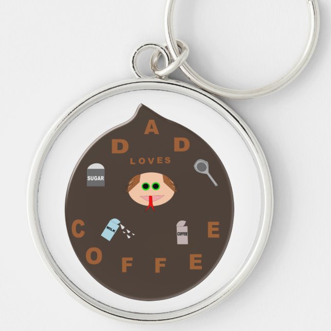 Funny Dad Monster Loves Coffee Keychain (Front)