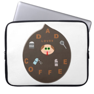 Funny Dad Monster Loves Coffee Laptop Sleeve