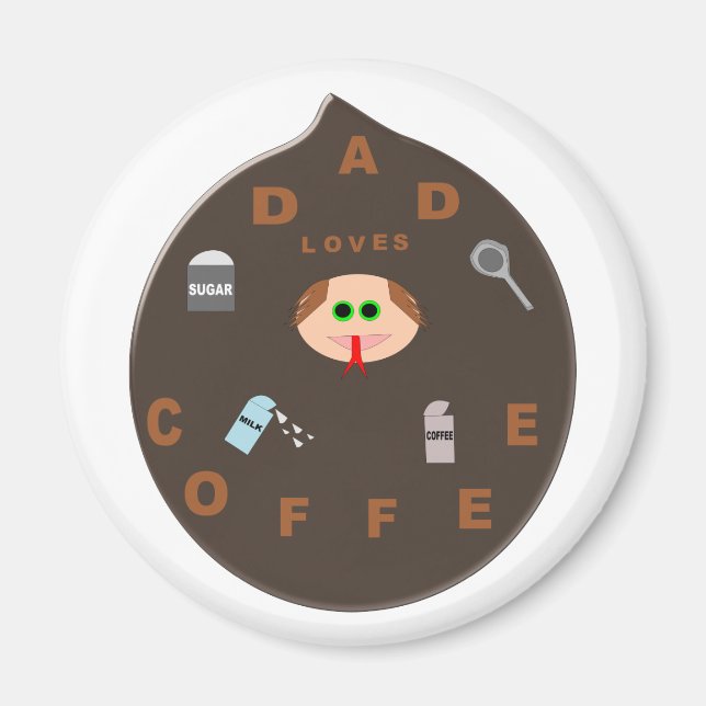 Funny Dad Monster Loves Coffee Magnet (Front)