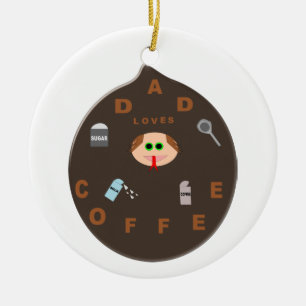 Funny Dad Monster Loves Coffee Ornament