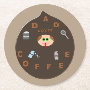 Funny Dad Monster Loves Coffee Paper Coasters