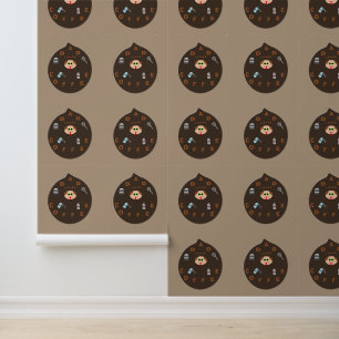 Funny Dad Monster Loves Coffee Patterned Wallpaper